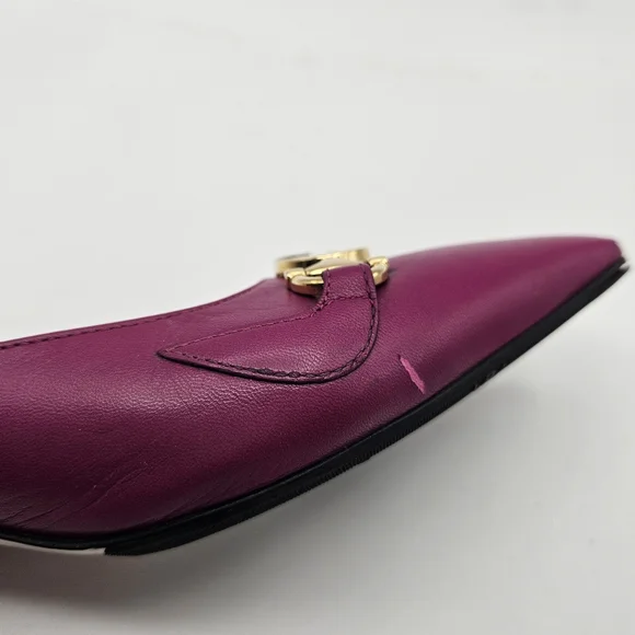 Gucci Zumi leather mules slides kitten heel shoes fuschia 35.5 size 5 - Picture 4 of 12